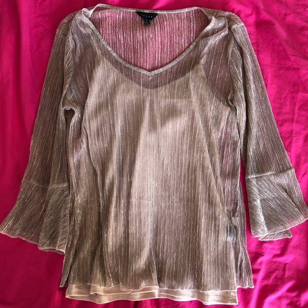 NWOT ADIVA Long Sleeve Shiny Blouse